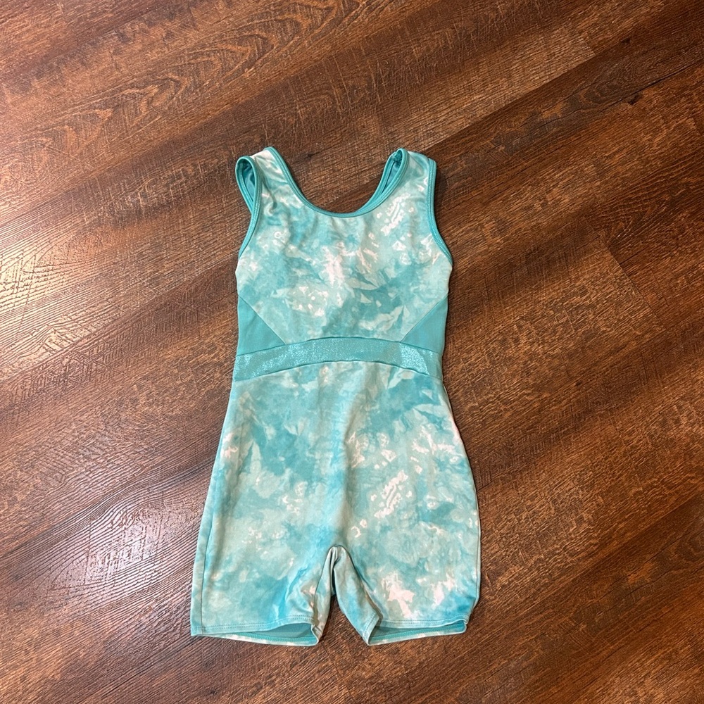 Cat & Jack Teal Tie-Dye Kids Gymnastics Leotard 7-8